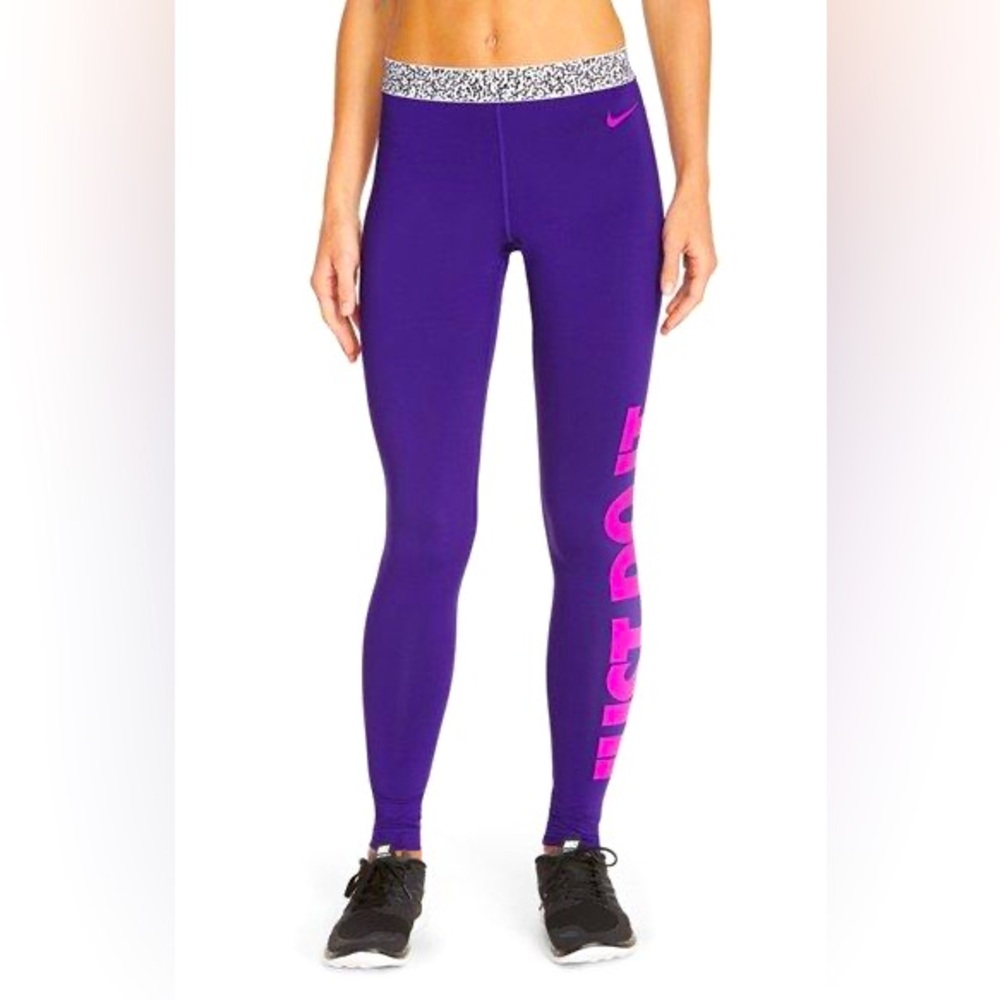 Nike Pro Hyperwarm Just Do It Leggings Purple Small NWOT